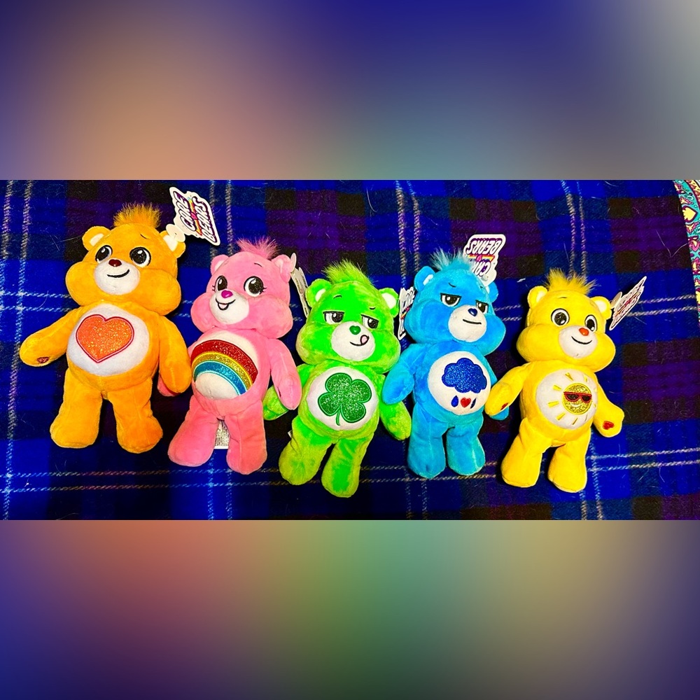 ❗️SOLD ❗️Care Bears Glitter Plushies Set of 5